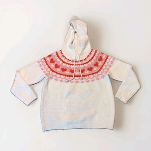 Cupcakes & Cashmere Sweater Hoodie Womens Large Pink Hearts Valentines Day Soft